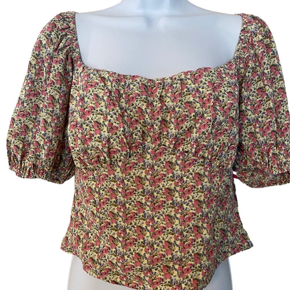 ASTR Floral Cropped Off Shoulder Top